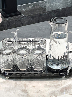 轻奢玻璃杯家用高级感耐高温水杯家庭杯子客厅泡茶杯杯具待客套装