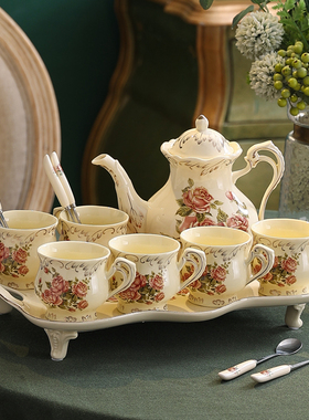咖啡杯套装复古欧式杯碟陶瓷咖啡杯子家用杯具奢华英式下午茶茶具