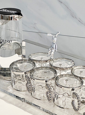 ins风玻璃杯家用北欧喝水杯高颜值简约杯子客厅茶杯杯具水具套装