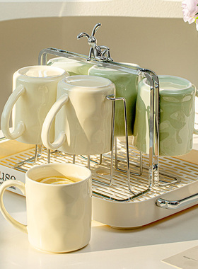 奶油风水杯套装家用陶瓷杯子2023新款客厅高级感茶具茶杯水具杯具