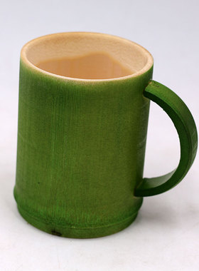 新款竹杯小号茶杯 绿色带柄杯喝水杯刷牙洗漱杯竹工艺品礼品包邮