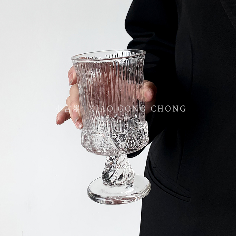 北欧风宫廷高脚杯小众设计玻璃杯红酒杯果酒杯威士忌酒杯果汁杯子