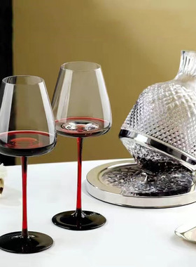 黑领结勃艮第红酒杯网红水晶大肚葡萄酒杯欧式红杆高脚杯创意香槟