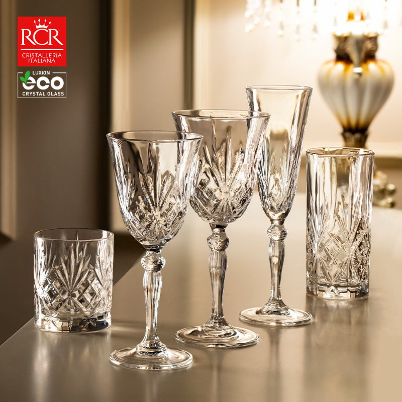 RCR红酒杯套装刻花玻璃杯高脚杯葡萄酒杯家用香槟杯水晶玻璃杯