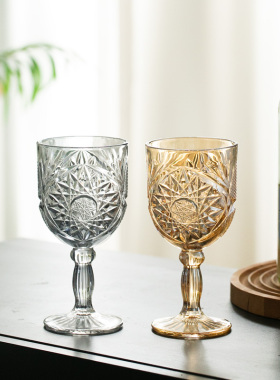 刻花法式玻璃葡萄酒杯 红酒杯 高脚杯 家用酒具玻璃杯欧式轻奢
