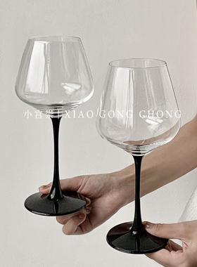欧式ins风勃艮第红酒杯高级感复古高脚杯玻璃杯葡萄酒杯香槟杯子