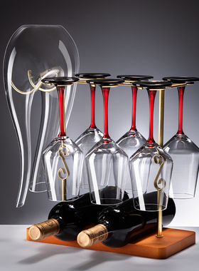 创意水晶红酒杯套装家用高级感红杆葡萄高脚杯子欧式风醒酒器酒具