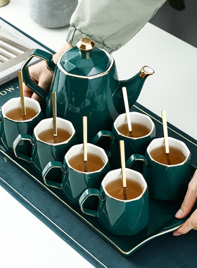 北欧泡茶具杯子套装茶杯家用轻奢水杯茶壶花陶瓷水具杯具客厅礼品