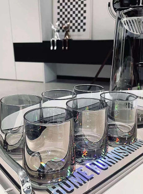 高颜值玻璃杯子套装家用客厅待客喝水水杯ins风茶具茶杯水具耐热