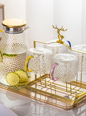 泡茶壶水具套装凉水壶家用客厅轻奢耐高温玻璃凉水壶带杯子大容量