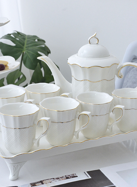 陶瓷水具套装简约客厅水杯欧式下午茶壶套装家用耐热水壶水杯茶杯