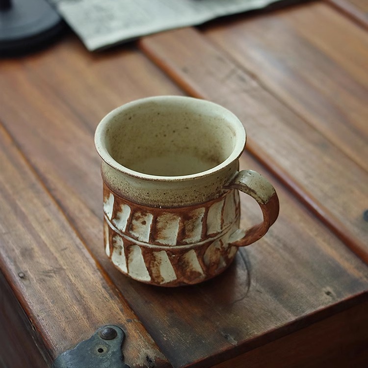 日本进口 灶师窑复古咖啡杯 高档精致设计感小众下午茶餐具家用