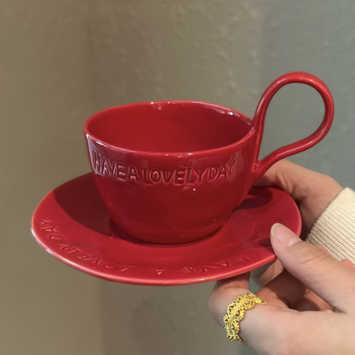 ENDLESS STARS红色咖啡杯碟套装餐具ins陶瓷杯结婚送礼新婚礼物