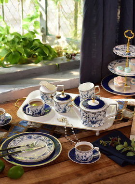 英式下午茶茶具套装轻奢骨瓷咖啡杯碟咖啡具家用创意茶具高级感