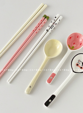超高颜值筷子勺子叉子套装卡通叉勺筷工作餐具学生收纳盒单人餐具