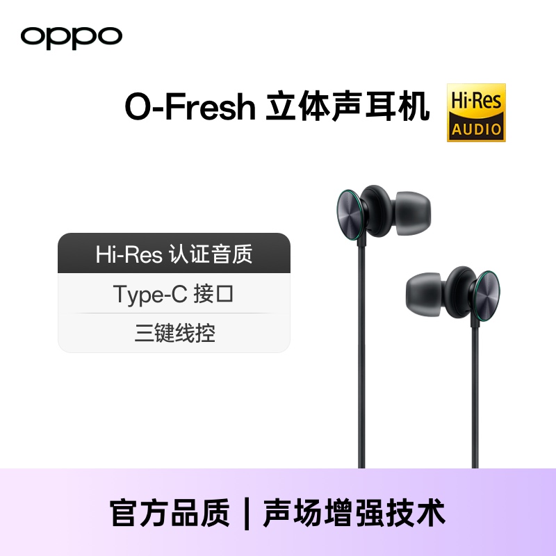 O-Fresh立体声有线耳机HiFi线控入耳式Type-C/3.5mm Hi-Res配件