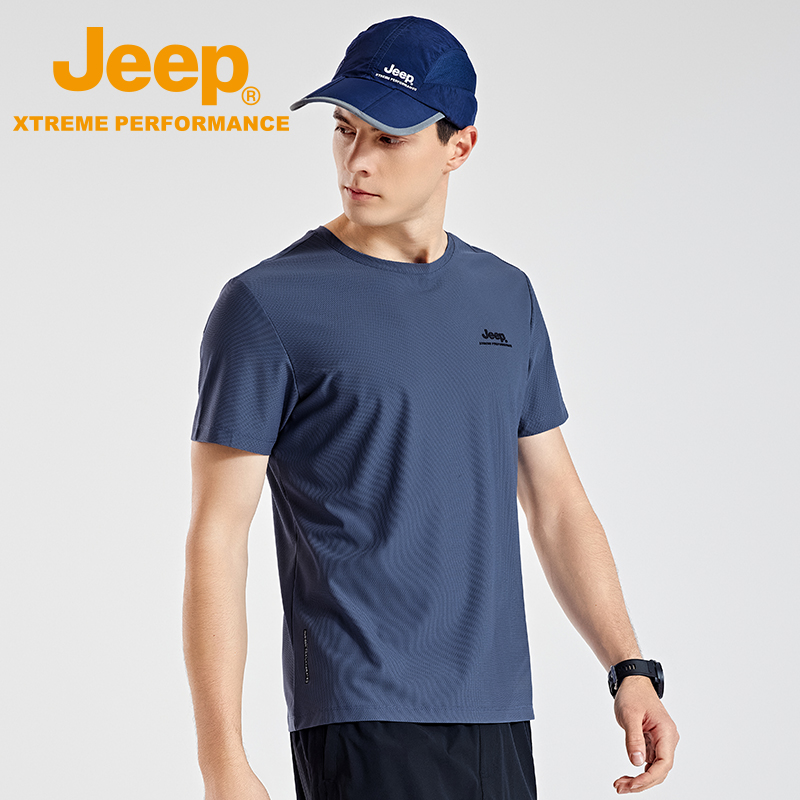Jeep吉普吸湿速干T恤男士户外运动短袖夏季休闲上衣宽松透气男装