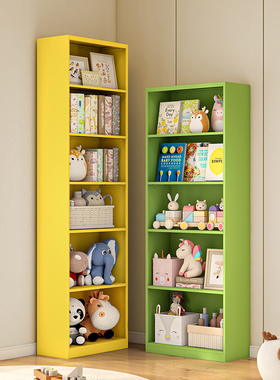 儿童书架置物架大容量玩具收纳架家用落地多层彩色绘本书柜储物柜