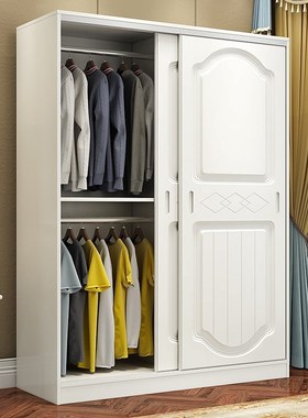 欧式家用木质简约现代经济型组装简易衣橱推拉门卧室2门儿童衣柜