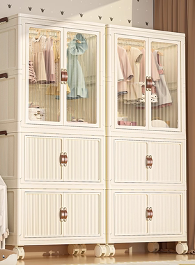 宝宝婴儿衣柜双开门免安装儿童小衣橱家用零食整理可折叠收纳柜子
