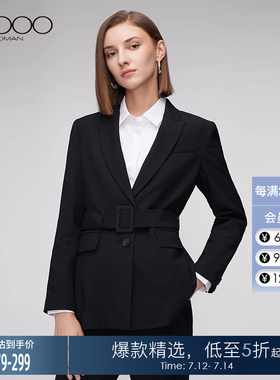 G2000女装秋冬新款一粒扣腰带西装外套设计感时尚商务西服