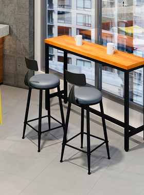实木吧台桌美式定制家用阳台简约高脚长条桌桌椅组合靠墙窄桌吧桌