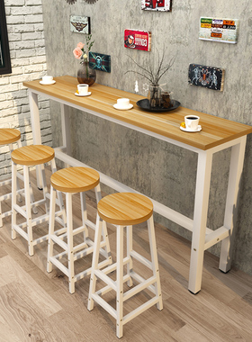 吧台桌商用靠墙奶茶桌家用长条桌子阳台高脚桌奶茶桌客厅窄桌简约
