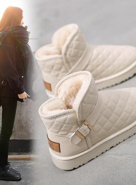 雪地靴女2024年冬季新款洋派时尚棉鞋加绒加厚防水短靴子女款鞋子