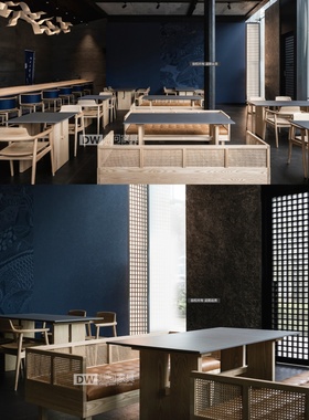 连锁餐厅订制日式料理店实木餐桌椅卡座成套餐饮家具店烧烤桌椅