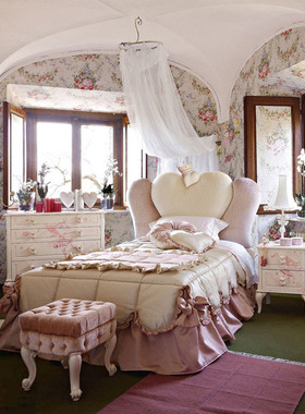 爱心小皇冠公主床儿童床女孩实木床粉色卧室成套家具定做高箱储物