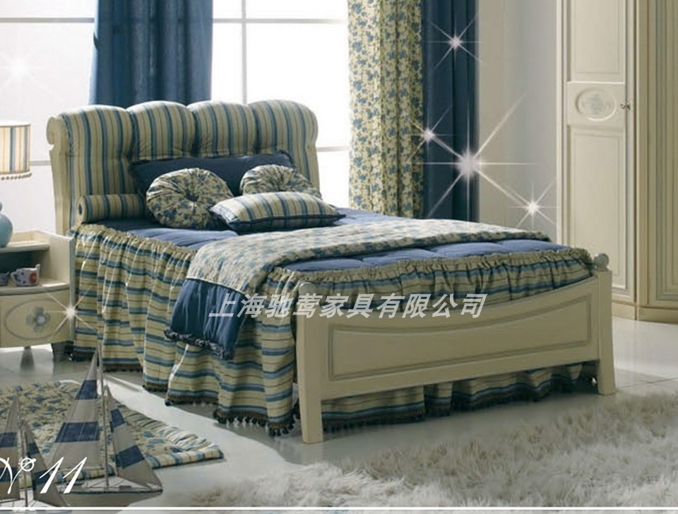 新法式实木单人床欧式高端布艺公主王子卧室成套家具儿童样板房