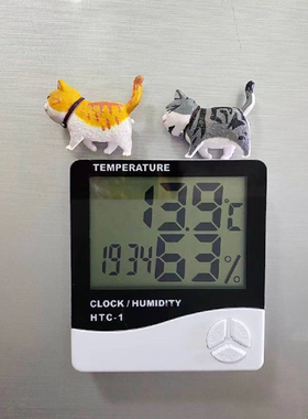 可爱卡通个性创意白色温度湿度计钟表冰箱贴闹钟现代简约装饰磁贴