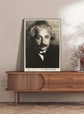 爱因斯坦桌面装饰画电视柜摆件画佗寂复古风书房挂画学霸儿童房画