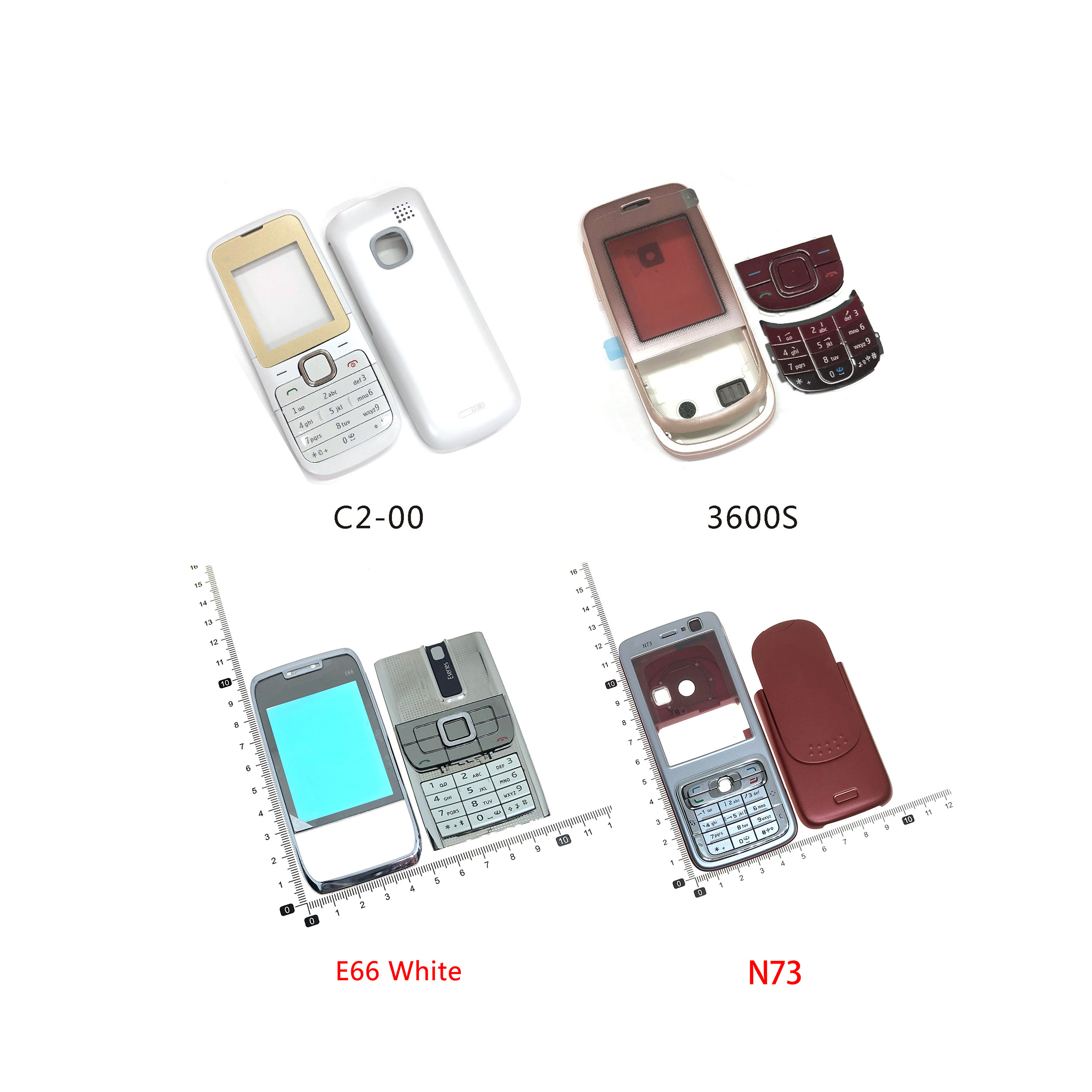 适用于诺基亚C2-00 3600S E66 N73手机壳外壳 按键镜片后盖电池盖